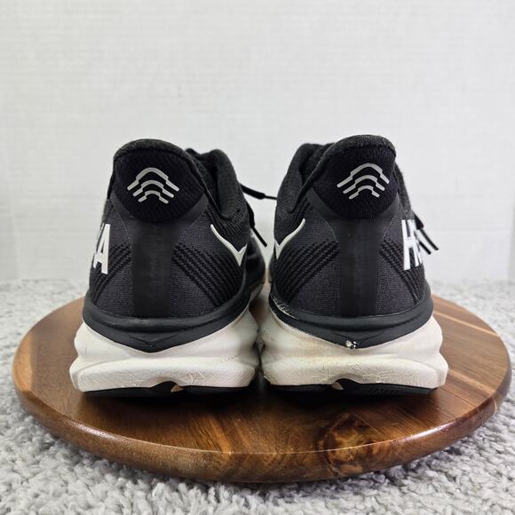 Hoka One One Clifton 9 Black White Athletic Gym Casual Running Shoe Mens 11.5 D - Picture 2 of 13